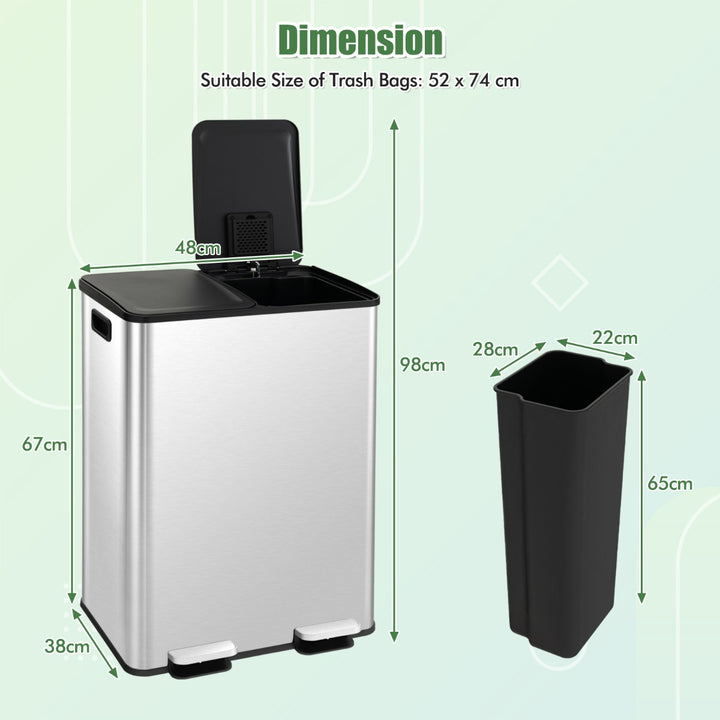 Trash Can with 2 Deodorizer Compartments and Soft Close Lids