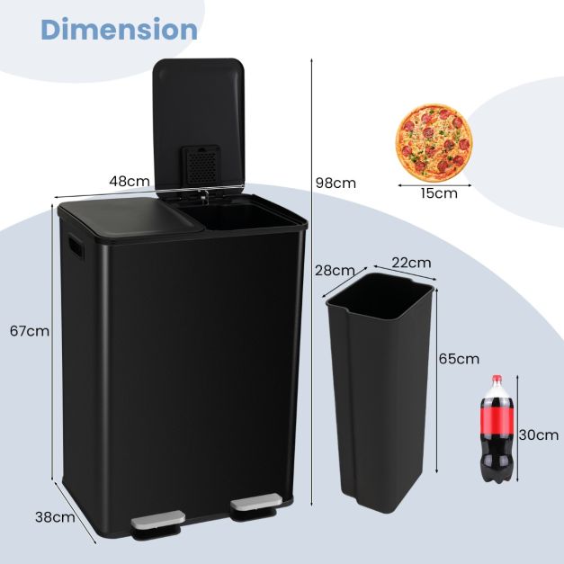 Trash Can with 2 Deodorizer Compartments and Soft Close Lids