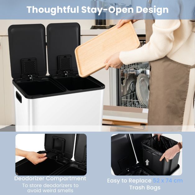 Trash Can with 2 Deodorizer Compartments and Soft Close Lids - TidySpaces