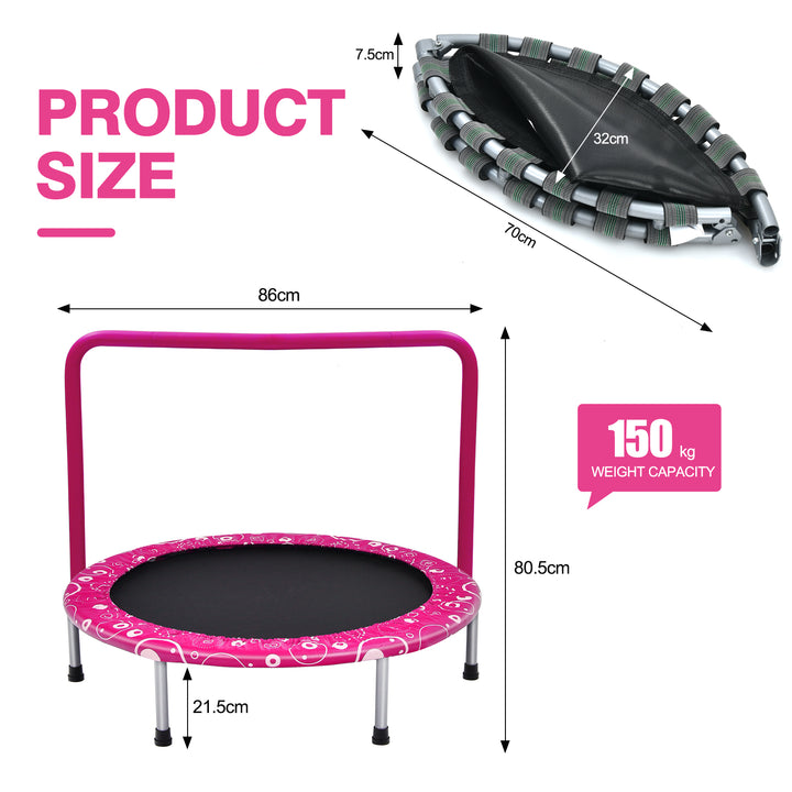 Child's Folding Trampoline with Padded Edge Cover and Full Covered Handle