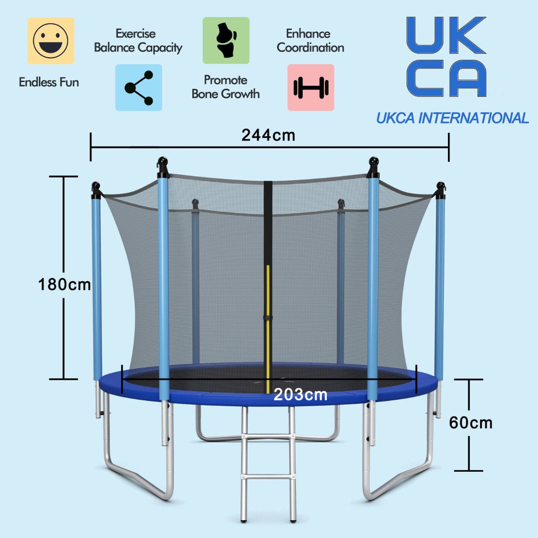 8/10/12FT Outdoor Trampoline with Enclosure Net and Ladder