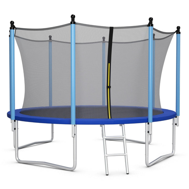 8/10/12FT Outdoor Trampoline with Enclosure Net and Ladder