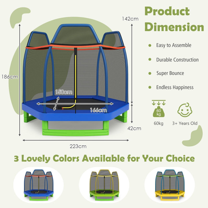 7 Feet Kids Trampoline with Safety Enclosure Net