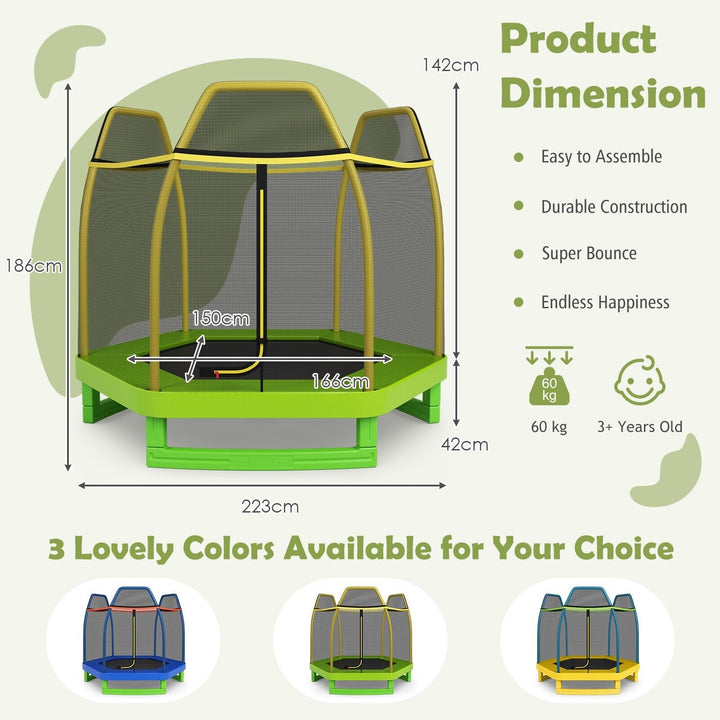 7 Feet Kids Trampoline with Safety Enclosure Net