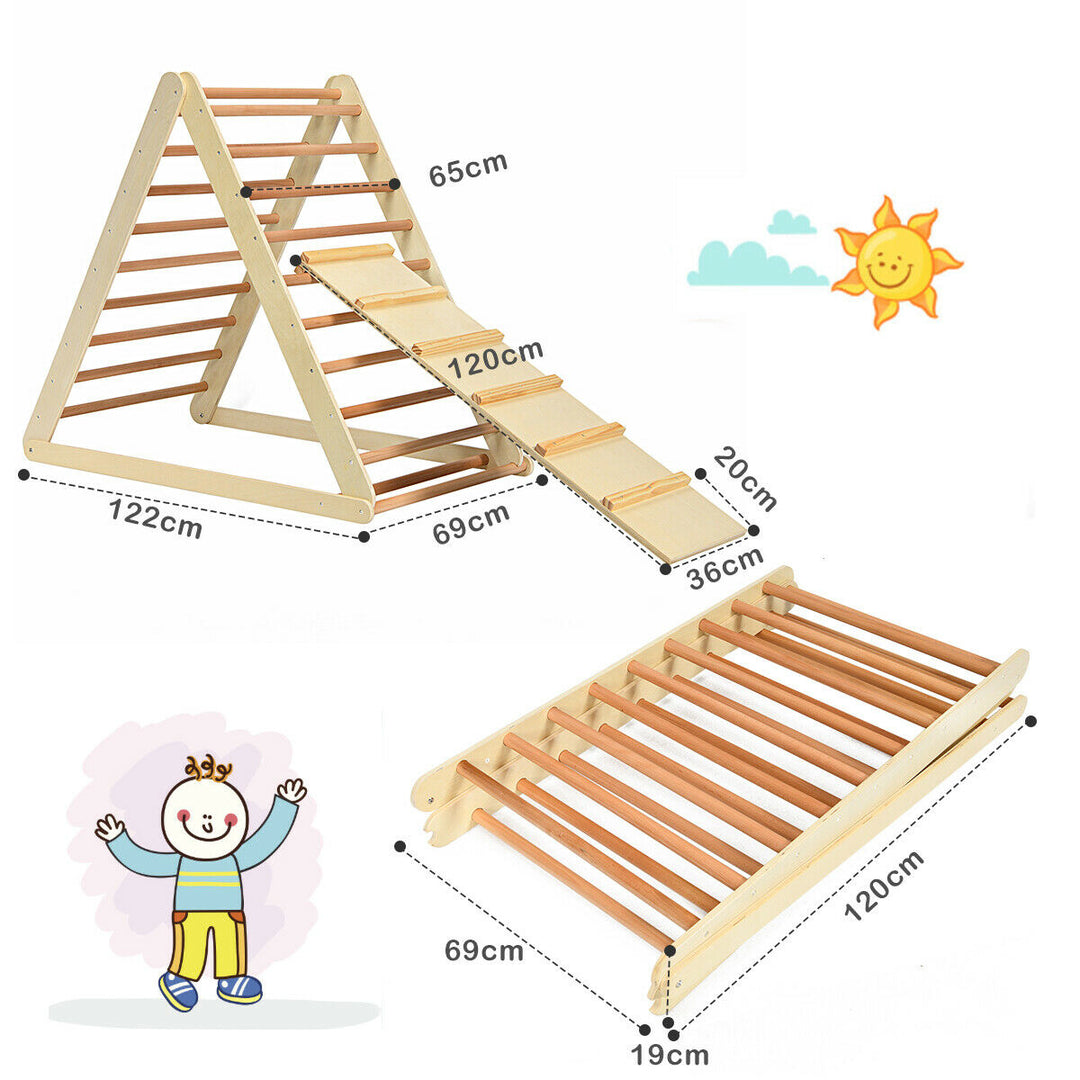 Wooden Climbing Ladder with Ramp for Kindergarten or Home