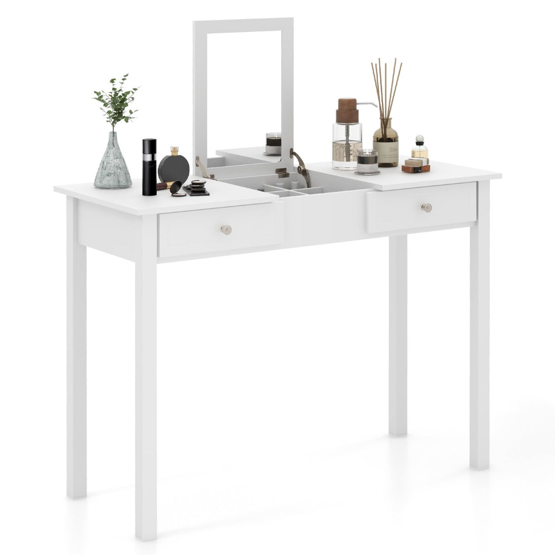Vanity Desk with Flip Top Mirror and Drawers  for Studying Working Writing