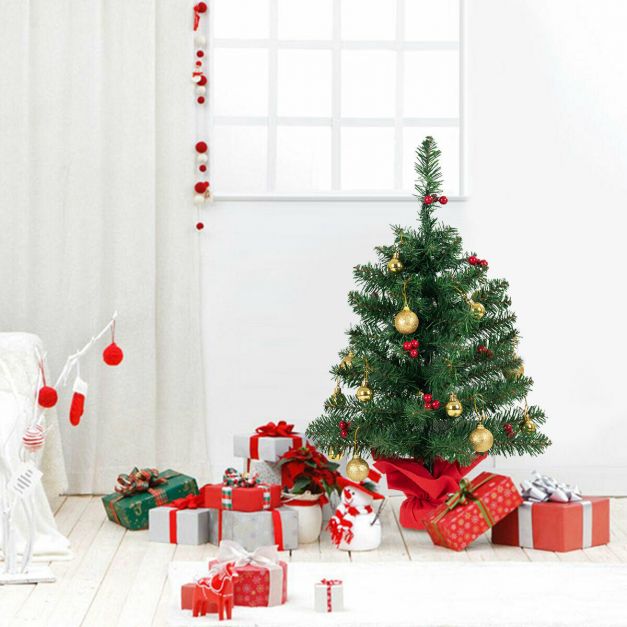 2FT 60cm PVC Artificial Christmas Tree with LED Lights