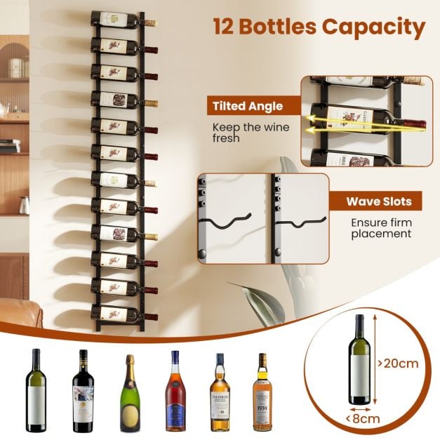 Wall Mounted Metal Wine Rack Organizer for Liquor and Champagne