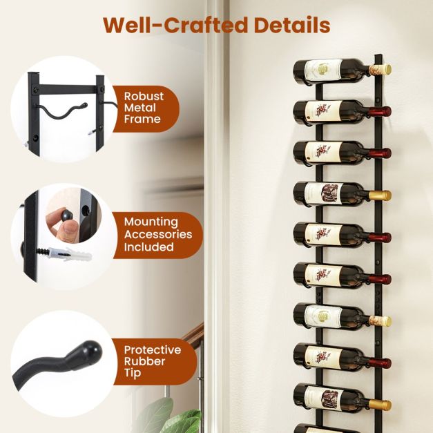 Wall Mounted Metal Wine Rack Organizer for Liquor and Champagne