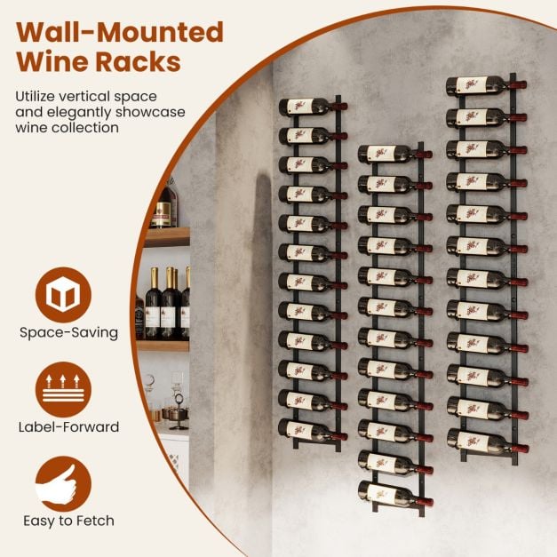 Wall Mounted Metal Wine Rack Organizer for Liquor and Champagne