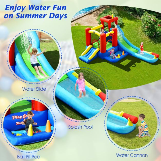 9 in 1 Inflatable Water Slide with Slide and Trampoline without Blower