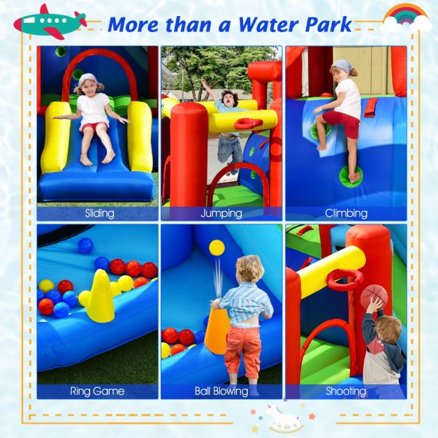 9 in 1 Inflatable Water Slide with Slide and Trampoline without Blower