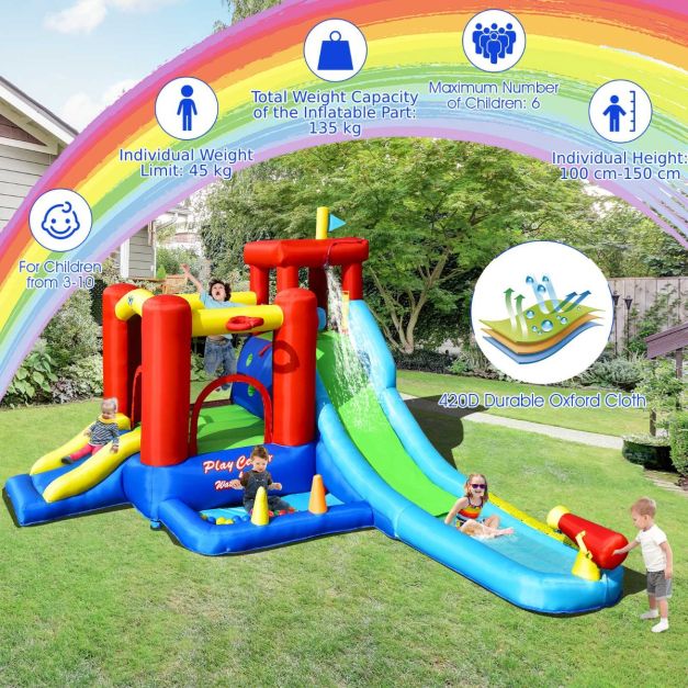 9 in 1 Inflatable Water Slide with Slide and Trampoline without Blower