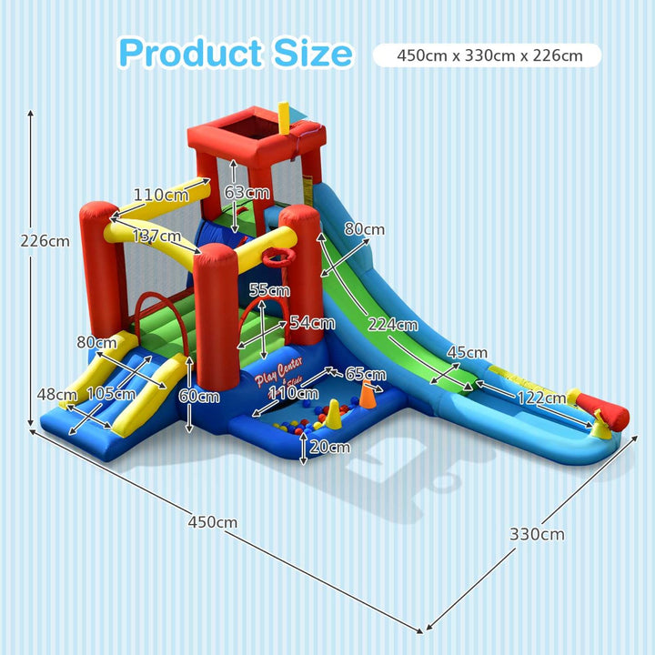 9 in 1 Inflatable Water Slide with Slide and Trampoline without Blower
