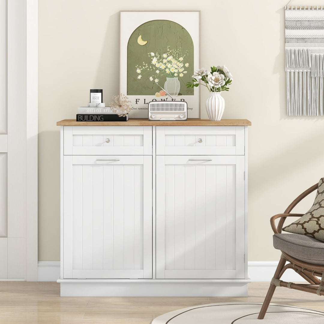 Kitchen Tilt Out Trash Cabinet with 70L Hidden Garbage Holder - TidySpaces