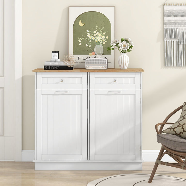 Kitchen Tilt Out Trash Cabinet with 70L Hidden Garbage Holder - TidySpaces