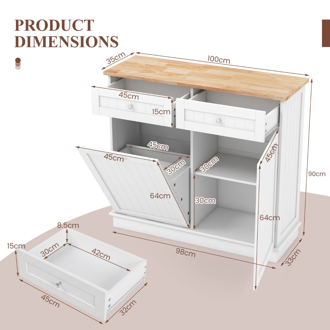 Kitchen Tilt Out Trash Cabinet with 70L Hidden Garbage Holder - TidySpaces