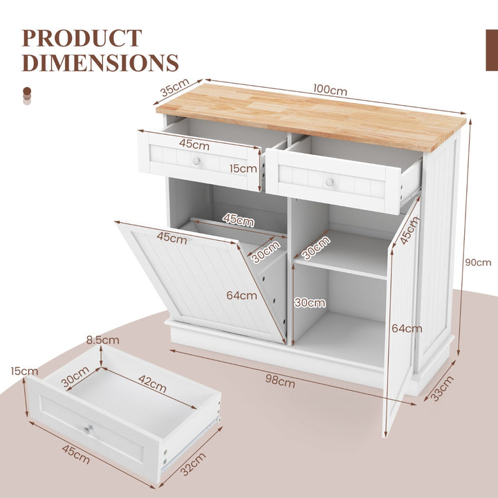 Kitchen Tilt Out Trash Cabinet with 70L Hidden Garbage Holder - TidySpaces