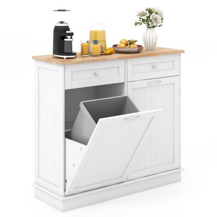 Kitchen Tilt Out Trash Cabinet with 70L Hidden Garbage Holder - TidySpaces