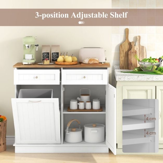 Kitchen Tilt Out Trash Cabinet with 70L Hidden Garbage Holder