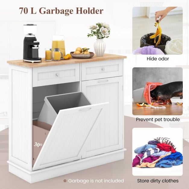 Kitchen Tilt Out Trash Cabinet with 70L Hidden Garbage Holder