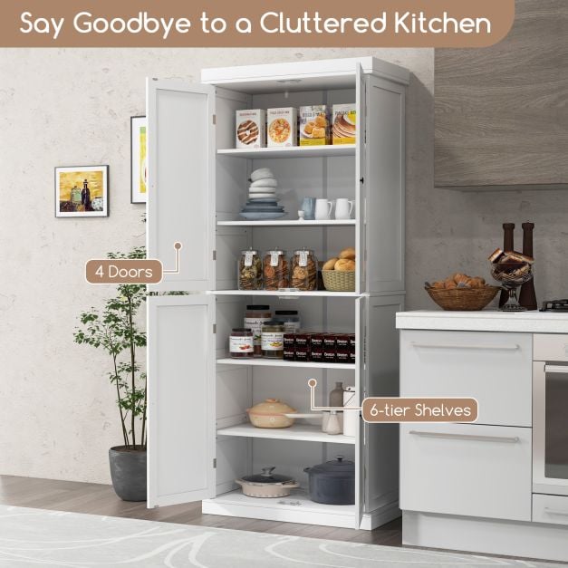 4 Door Freestanding Kitchen Pantry Buffet Cabinet