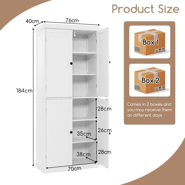 4 Door Freestanding Kitchen Pantry Buffet Cabinet