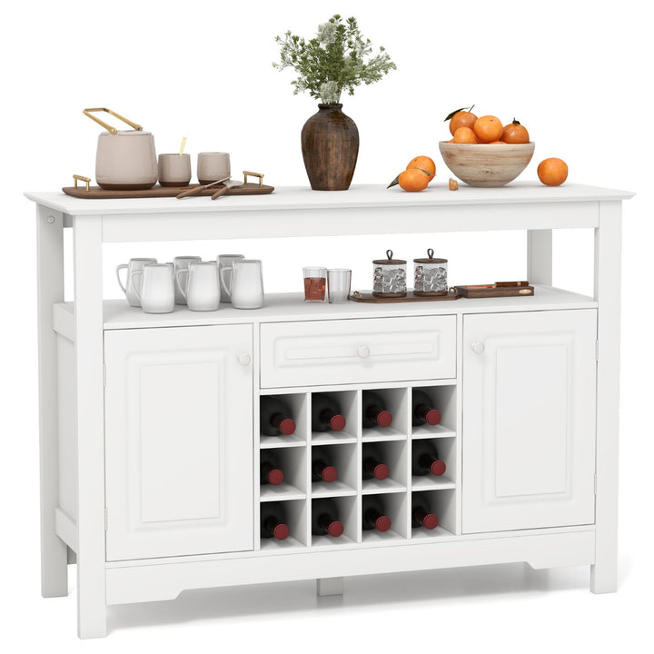 Wine Liquor Coffee Bar Cabinet with Removable Wine Rack for Kitchen Living Room