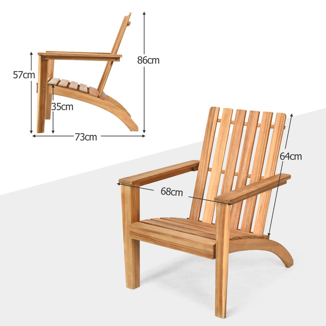 Wood Adirondack Chair with Solid Acacia Wood and 160KG Weight Capacity