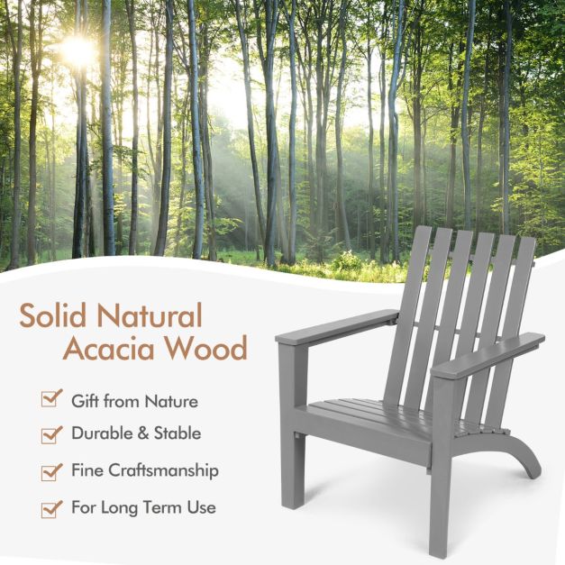 Wood Adirondack Chair with Solid Acacia Wood and 160KG Weight Capacity