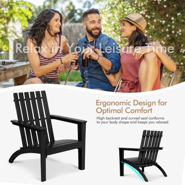 Wood Adirondack Chair with Solid Acacia Wood and 160KG Weight Capacity