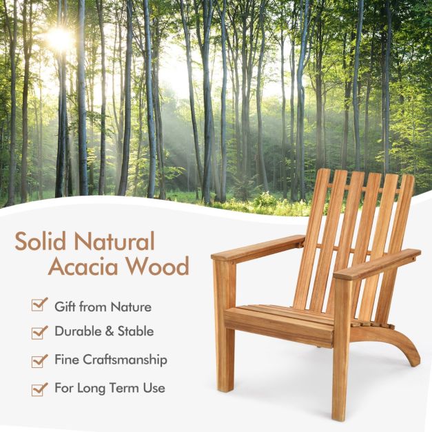 Wood Adirondack Chair with Solid Acacia Wood and 160KG Weight Capacity