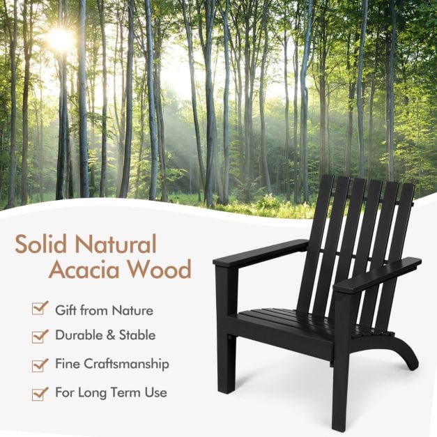 Wood Adirondack Chair with Solid Acacia Wood and 160KG Weight Capacity