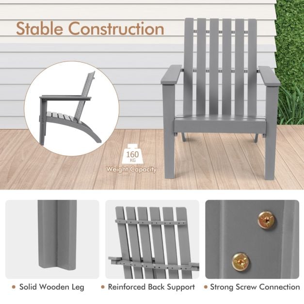 Wood Adirondack Chair with Solid Acacia Wood and 160KG Weight Capacity