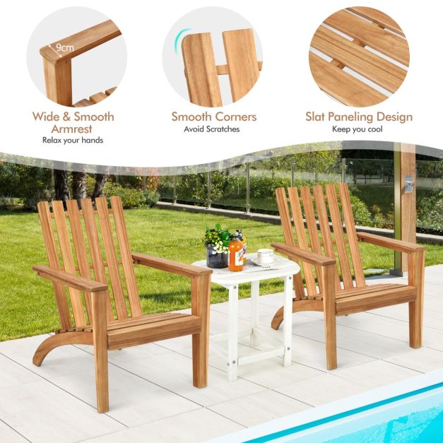 Wood Adirondack Chair with Solid Acacia Wood and 160KG Weight Capacity