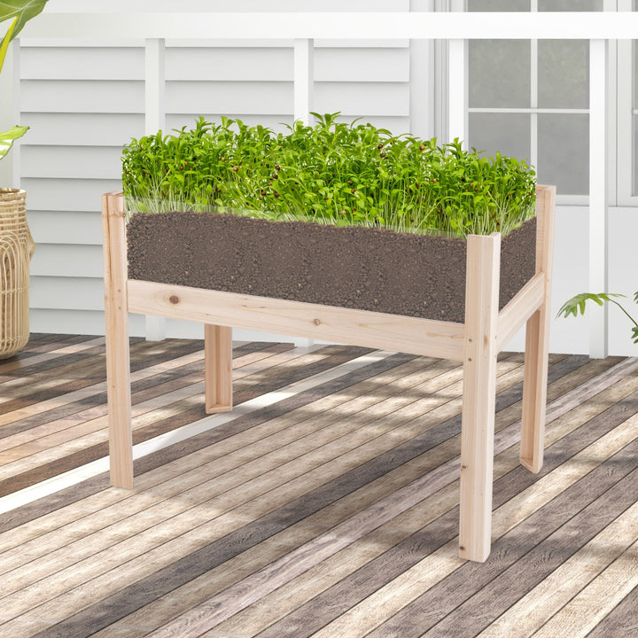 Wood Raised Garden Bed with Movable Boards and Acrylic Panels-Natural