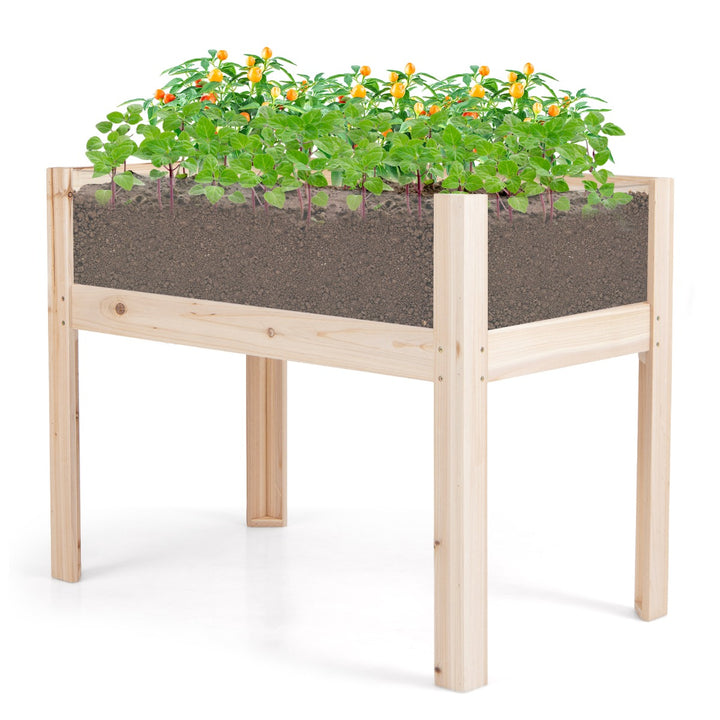 Wood Raised Garden Bed with Movable Boards and Acrylic Panels-Natural
