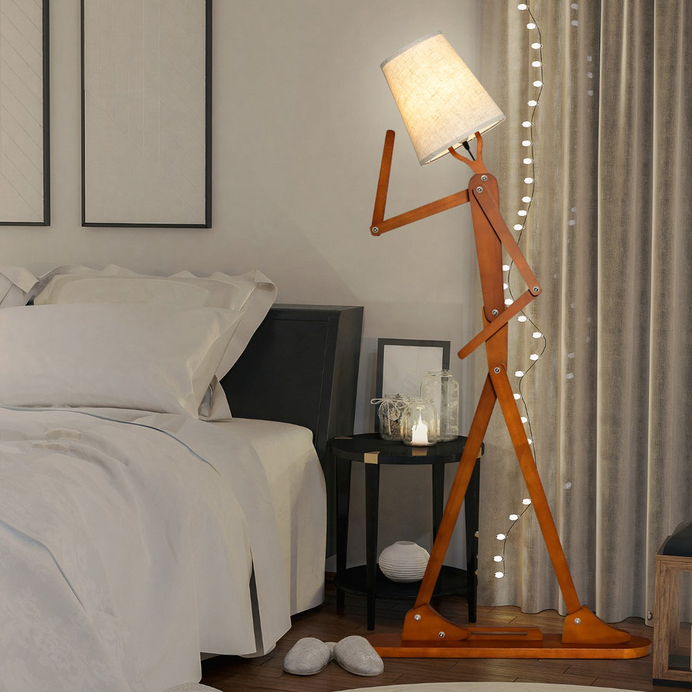 Wooden Floor Lamp with Adjustable Joints and Changeable Shape - TidySpaces