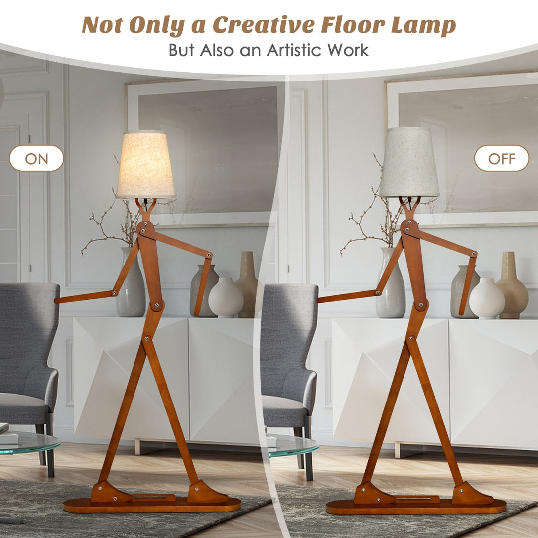 Wooden Floor Lamp with Adjustable Joints and Changeable Shape - TidySpaces