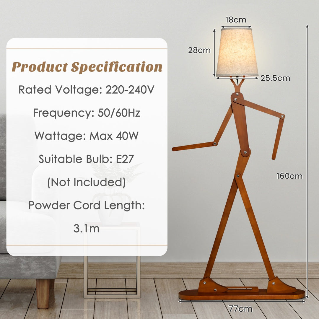 Wooden Floor Lamp with Adjustable Joints and Changeable Shape - TidySpaces