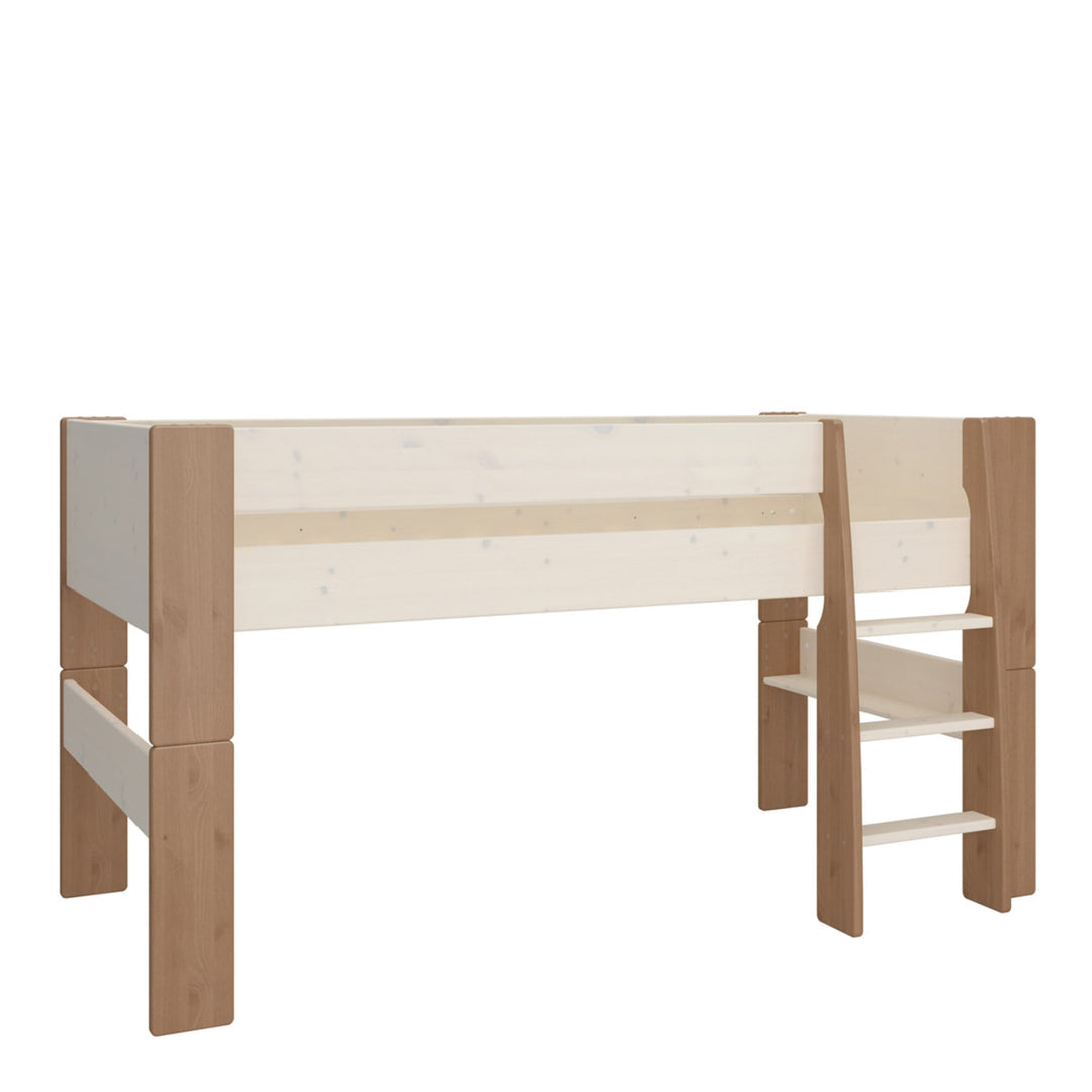 Steens for Kids Mid Sleeper in Whitewash Grey Brown Lacquered - TidySpaces