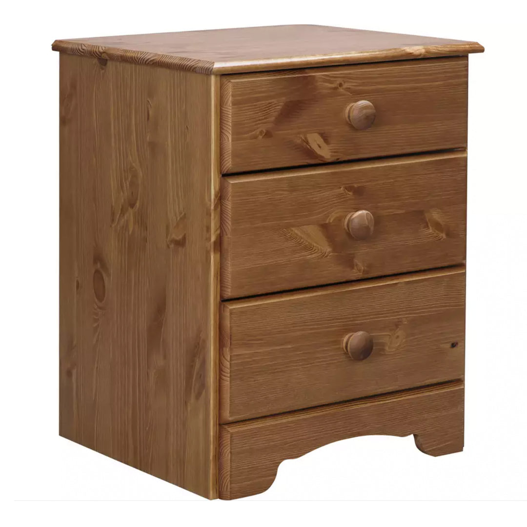 Nordic Bedside Table 3 Drawers, Cherry - TidySpaces