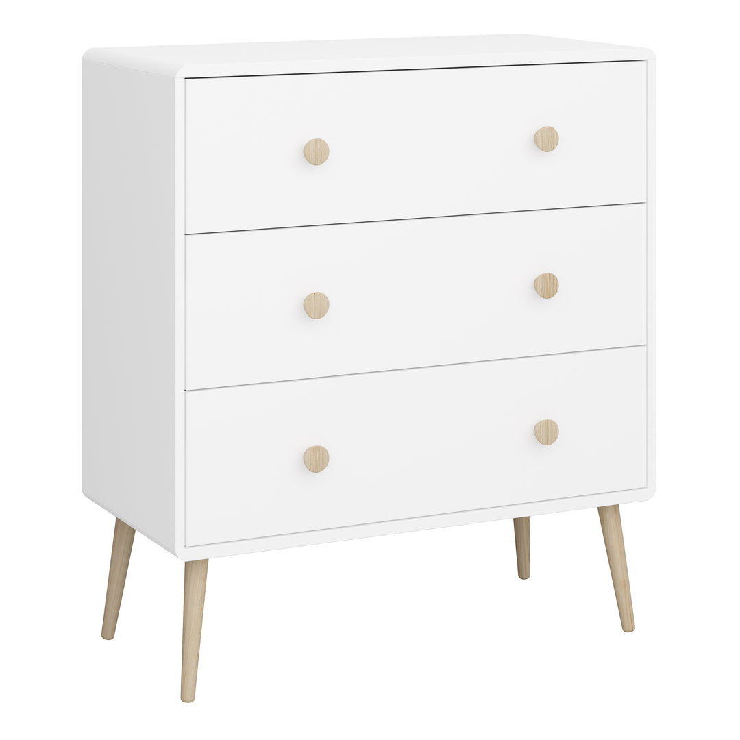 Gaia 3 Drawer Chest in Pure White - TidySpaces