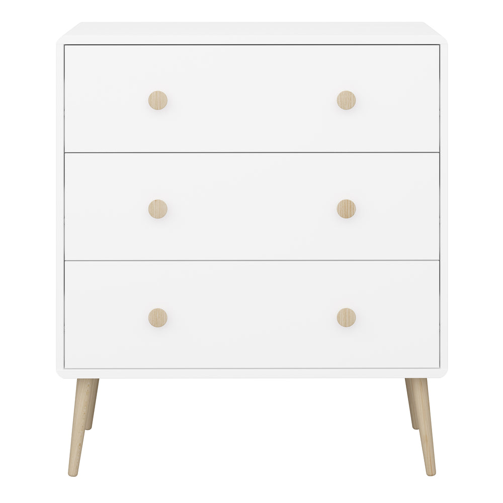 Gaia 3 Drawer Chest in Pure White - TidySpaces