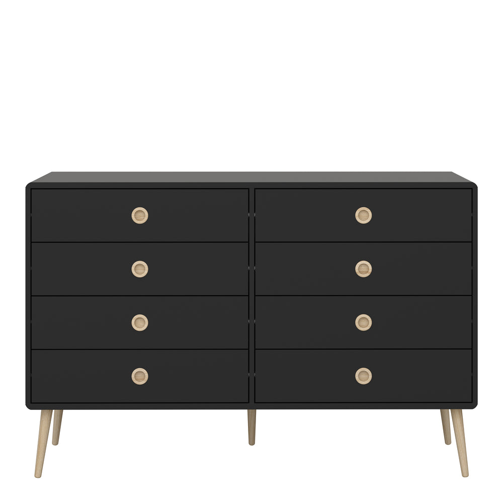 Softline 4 + 4 Wide Chest Black Painted - TidySpaces