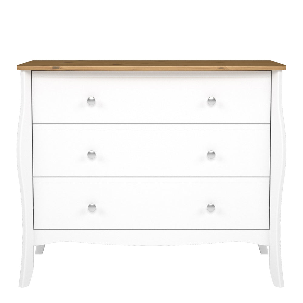 Baroque 3 Drawer Wide Chest Pure White Iced Coffee Lacquer - TidySpaces
