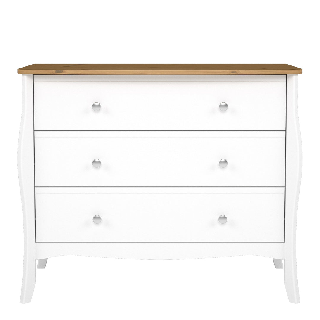 Baroque 3 Drawer Wide Chest Pure White Iced Coffee Lacquer - TidySpaces