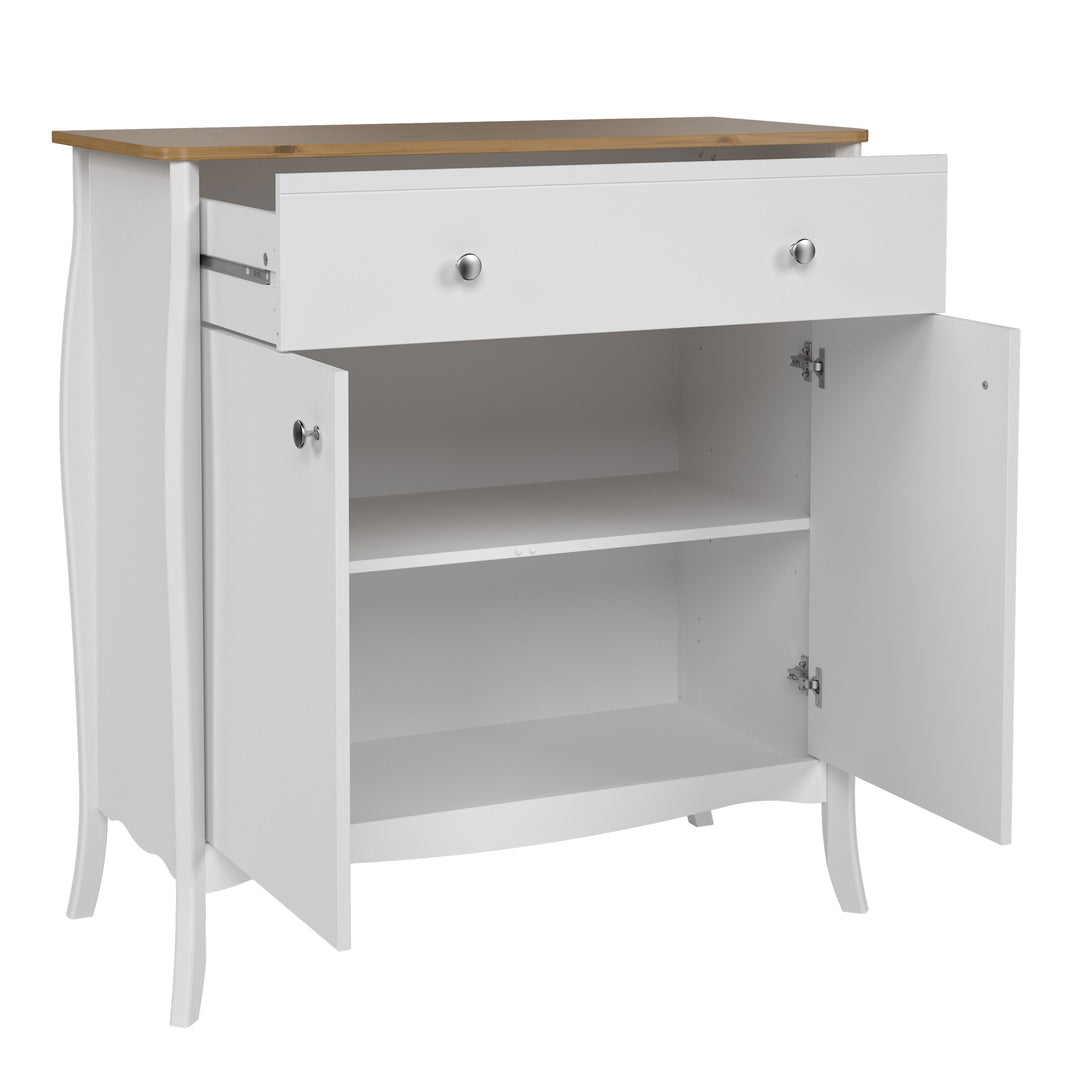 Baroque Sideboard 2 Doors + 1 Drawer, Pure White Iced Coffee Lacquer - TidySpaces