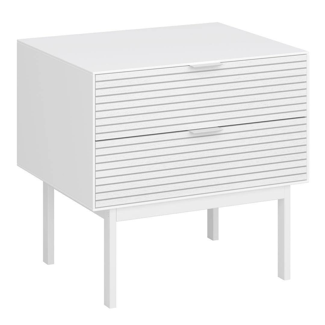 Soma Bedside Table 2 Drawers Granulated pure White Brushed White - TidySpaces