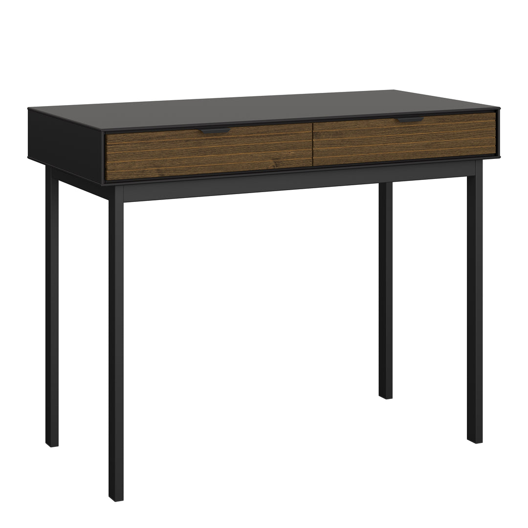 Soma Bedside Table 2 Drawers Granulated Black Brushed espresso - TidySpaces